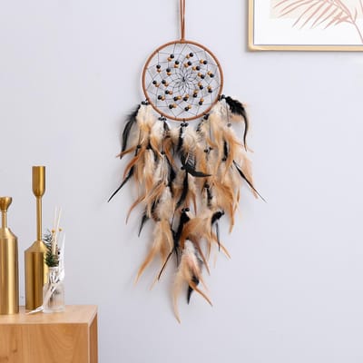 Nieuwe Dromenvanger Weven Veer B&B Huis Wanddecoratie Creatief Windspel Cadeau Dromenvanger Hangen Retro gray