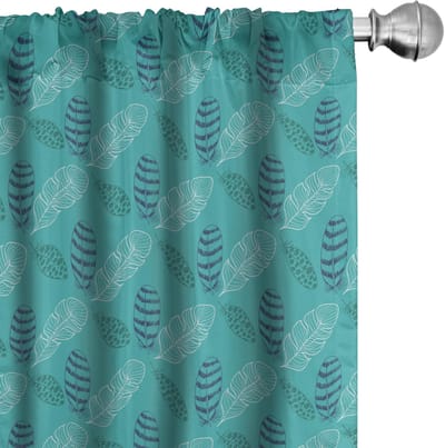 ABAKUHAUS Feder Gordijnen – 2x75x245 cm – Microfaser – Donker Seafoam Blauw