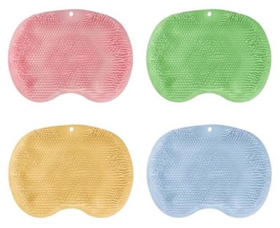 Set van 4 antislip siliconen douche- en badmatten met zuignappen voor rugschrobben en voetpeeling