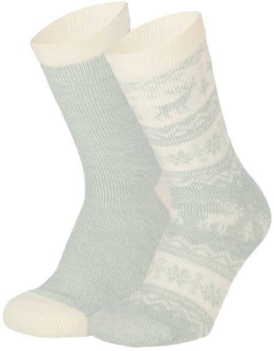 Apollo bedsokken / huissokken - rendieren - dames - 2-pack - mintgroen - one size - Slofsokken