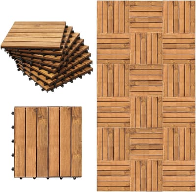 Acaciahouten Tegels - Houten Vloer Terras - Buiten Leven - Drainage Systeem - 30 x 30 cm - Bruin