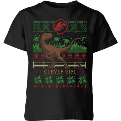 Jurassic Park Clever Girl Kids' Christmas T-Shirt - Black - 146/152 (11-12 jaar)