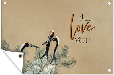 Muurdecoratie Quotes - I love you - Spreuken - Japandi - 180x120 cm - Tuinposter - Tuindoek
