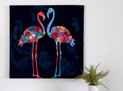 Flamingo fling | Flamingo Fling | Kunst - 20x20 centimeter op Canvas | Foto op Canvas