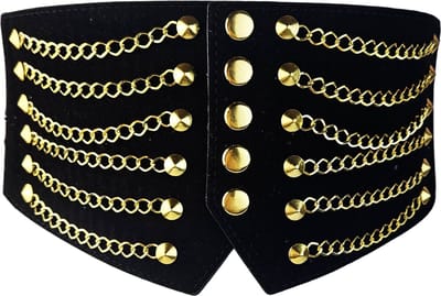 BamBella ® - Riem Maat Onesize - Ketting Zwart goudkleurig Mode Body Gothic Goth taille riem met belt