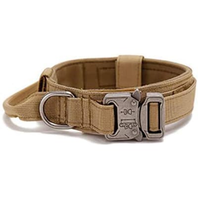 Verstelbare Hondenhalsband Comfortabel Ademend Huisdier Hondenhalsband met Metalen Gesp en D-ring voor XL Size 7-8 Months kaki