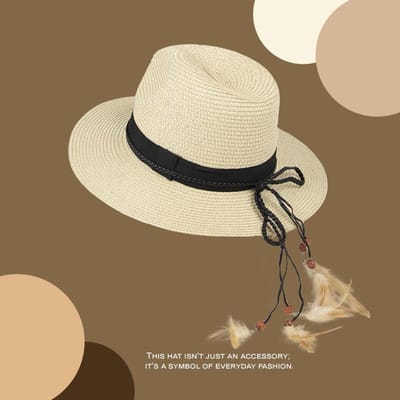 Zomer Buiten Zonnehoed Western Denim Strohoed Vakantie aan Zee Strandhoed Zonbescherming Panama Hoed beige