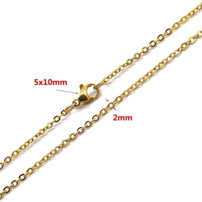 Aramat Jewels | Halskettingen | Stalen Anker Schakelketting Goudkleur 45–55cm – 1,5 & 2mm | 55cm / 2mm |55cm | | Staal | Volwassenen | Verkleurd niet