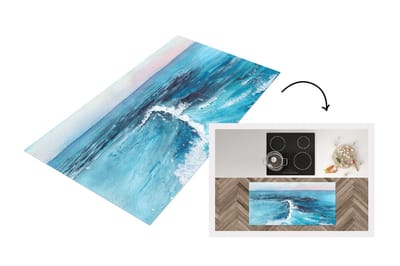 Keukenloper - Loper keuken - Zee - Golf - Waterverf - 120x60 cm - Keukenloper vinyl