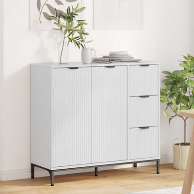 vidaXL - Dressoir - Hoogglans - wit - 89,5 - x - 33 - x - 82 - cm - Bewerkt - hout