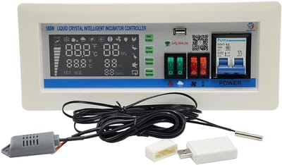 Digitale Regelaar - Thermostaat Vochtsensor - Incubator Controle - Automatische Aanpassing - 10x30x13 cm - Zwart