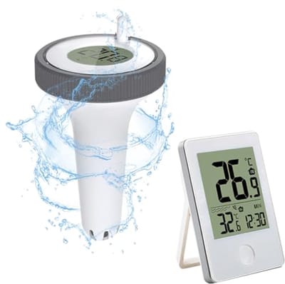 Zwemmende zwembadthermometer met luchtvochtigheidsmonitor en digitale temperatuurweergave – Waterdicht en draadloos voor zwembad, bad en vijver