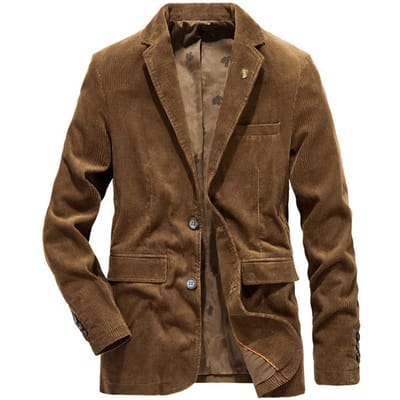 Herfst Nieuwe Heren Corduroy Jas, Modieus Casual Slim Effen Kleur Pak Herenjas 3XL brown
