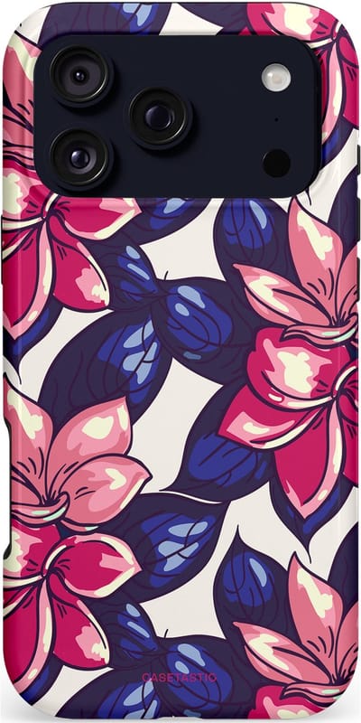 Casetastic hoesje geschikt voor Apple iPhone 17 Pro Max - MagSafe - Dubbellaagse bescherming - Tropen paradijs - Fashion Case - Donkerblauw Koraal Crème