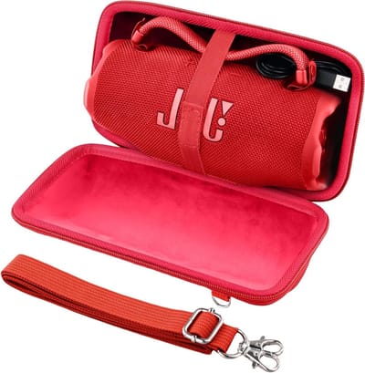 Draagbare harde hoes voor JBL Charge 6 luidspreker met schouderriem - Rood, ideaal voor reizen en bescherming
