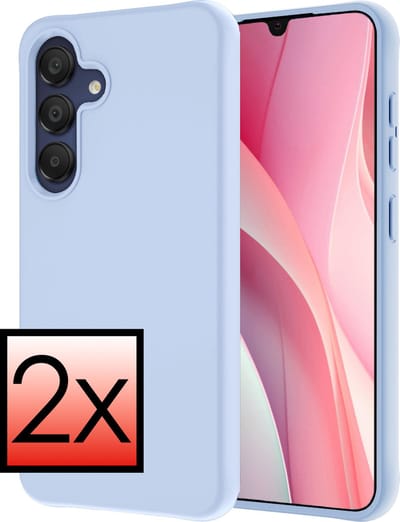 Hoesje - 2 Stuks - Geschikt voor Samsung Galaxy A15 - Sterk & Shockproof - Case Siliconen - Back Cover - Telefoon Hoes - Lichtblauw