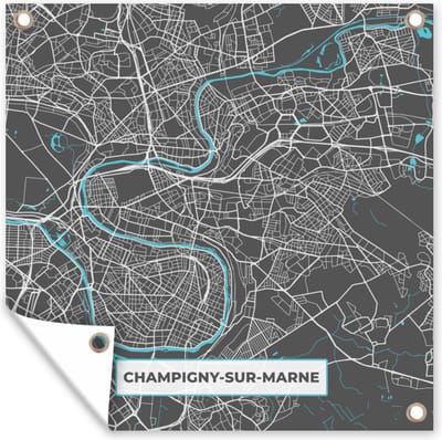 Tuin poster Champigny-sur-Marne - Frankrijk - Kaart - Stadskaart - Plattegrond - 200x200 cm - Tuindoek