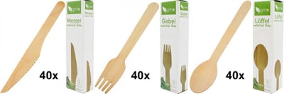 Grinx - Natuurlijk!! - Houten wegwerpbestek - Biologisch afbreekbaar - 100% FSC Hout - 120 stuks!!
