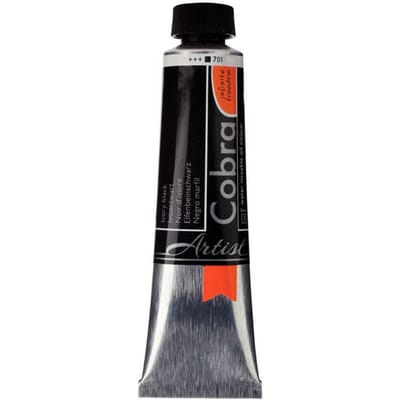 Peinture à l'huile - Cobra - Noir d'Ivoire - Tube 40ml - Watermixable - Qualité Artiste noir