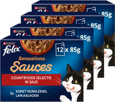 Felix Sensations Sauces - Kattenvoer Natvoer - Countryside Selectie - 48 x 85 g