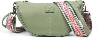 Groene crossbodytas Tavira - I'm Dutch damestas - halfrond tasje inclusief 2 tassenbanden