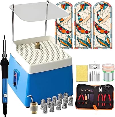 Glas-in-loodset - Mozaïek gereedschap - Glasbewerking Hobby - Automatische watervul functie - 165x165 mm werktafel - Blauw