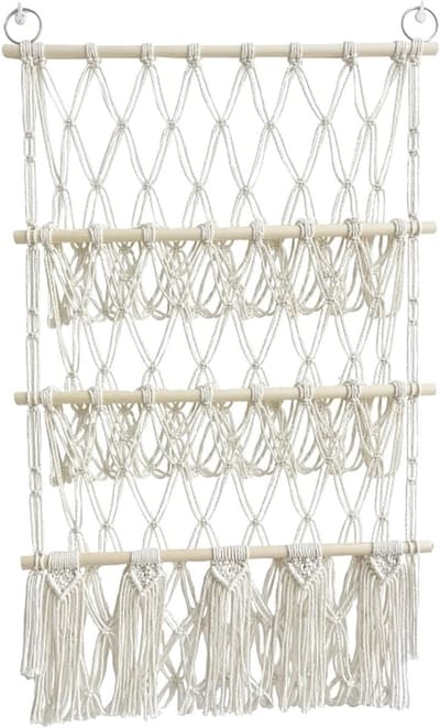 Grote Opberghangmat voor Knuffels - Macramé Speelgoednet met 3 Verstelbare Niveaus - Boho Decoratie Kinderkamer
