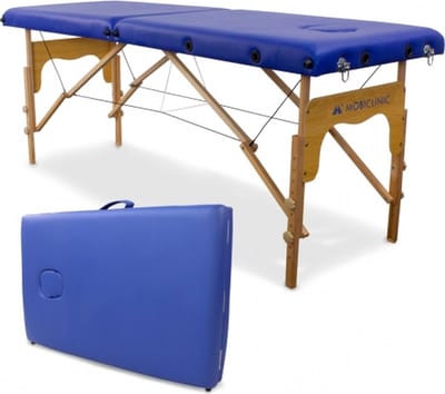 Mobiclinic CM-01 Basic - Massagetafel - Hout - Opvouwbaar - Draagbaar - 180x60 cm - In hoogte verstelbaar - Gezichtsuitsparing - Tot 150 kg - Behandelbank - Met opvergtas - Blauw