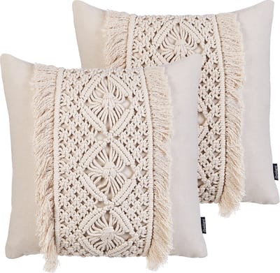 KALAM - Sierkussen set van 2 - Lichtbeige - 45 x 45 cm - Katoen