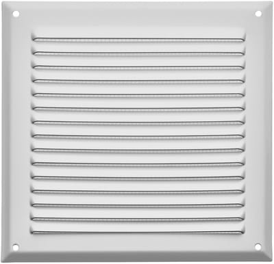 SOTECH aluminium ventilatierooster 190 x 190 mm wit met muggengaas Rookgasrooster voor opschroefbare montage