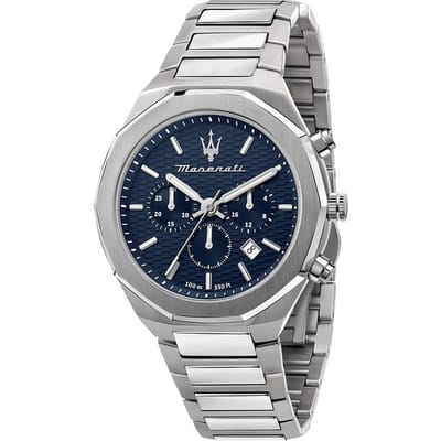 Maserati Stile Blauw Metaal Zilver Heren Quartz Chronograaf R8873642006 blauw