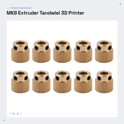 Extruder Tandwiel 10 Stuks - Messing - 40 Tanden - 3D Printer Accessoires - Duurzaam - Betrouwbare Kwaliteit - 3D Printer Onderdelen
