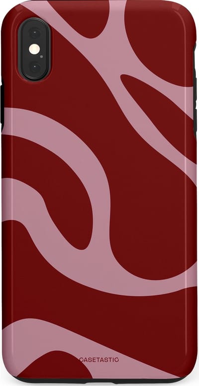 Casetastic hoesje geschikt voor Apple iPhone XS Max - Dubbellaagse bescherming - Roze Rode Framboos Blobs - Fashion Case - Bordeaux Lila