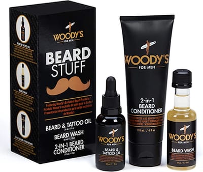 Woody's for Men Baard Accessoires Kit - 1 x Woody's Baard en Tattoo Olie 30 ml + 1 x Woody's Baard Wash 50 ml + 1 x Woody's 2-in-1 baardconditioner 118 ml