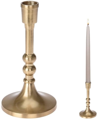 Home Styling Collection - Aluminium Kandelaar - Goudkleurig - 17 cm - Elegant Design