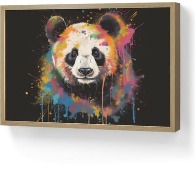Wandlamp 60x40 cm - Oplaadbaar - Panda - Graffiti - Dieren - Zwart - Kleuren - Wandlampen binnen woonkamer - Slaapkamer lamp - Decoratieve nachtlamp - Vloerlamp draadloos