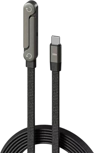 Vyzio - Snellaadkabel met Telefoonhouder - USB-C naar USB-C Kabel 240W - Inklapbare Telefoonstandaard -Oplaadkabel voor Gaming, Streaming & Werken - Geschikt voor iPhone, Samsung, tablets & Gamen - CABSTAND