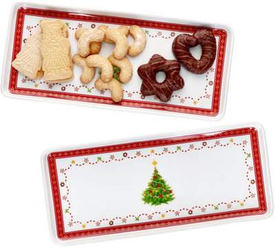 MamboCat Set van 2 Christmas Dream taartbord rechthoekig porselein
