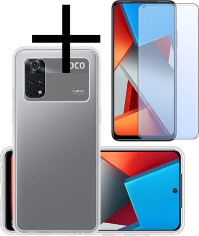 Hoesje - Met Screenprotector - Geschikt voor Xiaomi Poco X4 Pro 5G - Sterk & Shockproof - Back Cover - Siliconen Case - Telefoon Hoes - Transparant