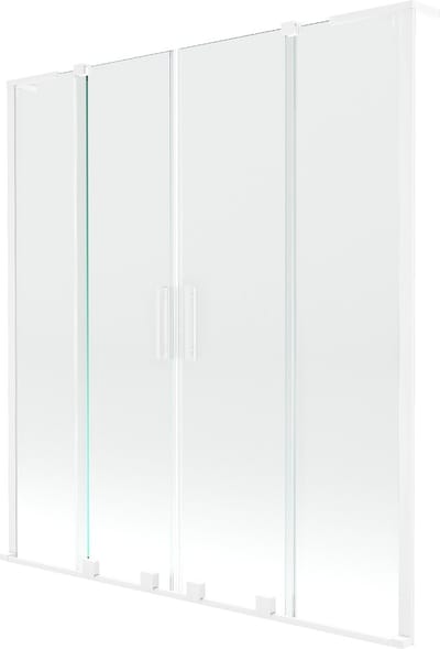 Mexen Velar L Duo badwand 2-delig uitschuifbaar 150 x 150 , transparant, wit - 896-150-003-02-20