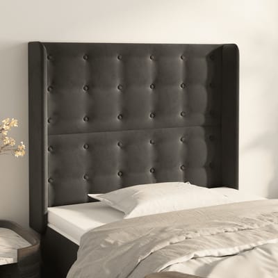 vidaXL - Hoofdbord - met - randen - 103x16x118/128 - cm - fluweel - donkergrijs