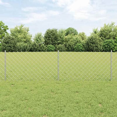 vidaXL - gaashek - met - palen - 10 - x - 0,6 - m - Gegalvaniseerd - staal - Zilverkleurig