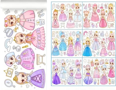 Kleurrijke Prinses Themed Wanddecoratie Rol van 30x300cm, 6 Unieke Ontwerpen, Perfect voor Kinderkamers en Feestjes