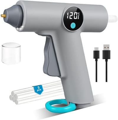 Lijmpistool-Oplaadbaar - Ingebouwde 2500mAh batterij - Lijmstift met een diameter van 7 mm - Wordt geleverd met 5 lijmpistolen van 7 mm - Lijmpistool voor doe-het-zelf reparaties en knutselprojecten