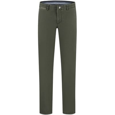 Com4 Broek Modern Chino Micro Pattern Near Faux-Uni Subtle Cotton Stretch Donker Groen / male