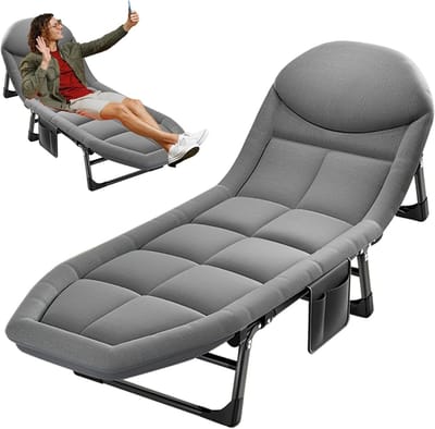 Opvouwbare Loungestoel - Verstelbare Relaxstoel - Buiten Ontspannen - 5 Verstelbare standen - 200 x 60 x 30 cm - Zwart
