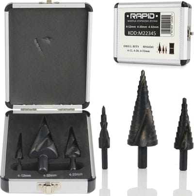 Stappenboor set 4-12, 4-20, 4-32 mm HSS 4241 - Trappenboor - Spiraalboor set