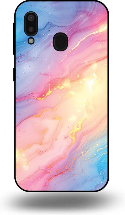 Smartphonica Telefoonhoesje Geschikt voor Samsung Galaxy A20E met Regenboog Glitter Marmer Opdruk - TPU Backcover Case Rainbow Glitter Marble Design geschikt voor Samsung Galaxy A20e