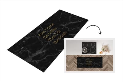 Keukenloper - Loper keuken - Quotes - Koffie - Goud - Marmer - 120x50 cm - Keukenloper vinyl