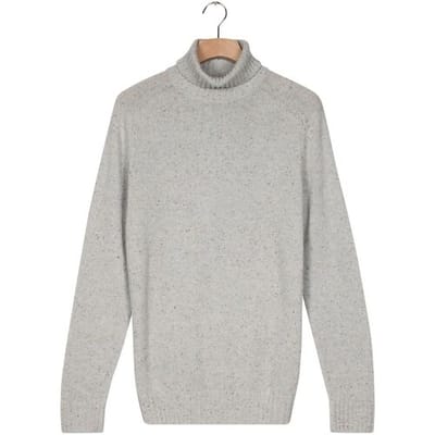 Thomas Maine Trui High Neck Single Knit New England Donegal Merino Wool Light Aqua / male